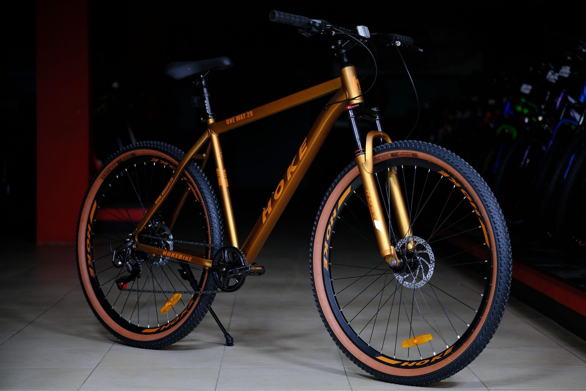 Велосипед HOKE ONE WAY 29 матовый коричневый-золотой 19